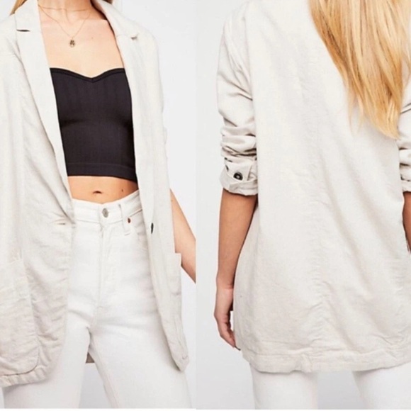 New-Free People Simply Perfect Linen Blazer Size M - Picture 2 of 6